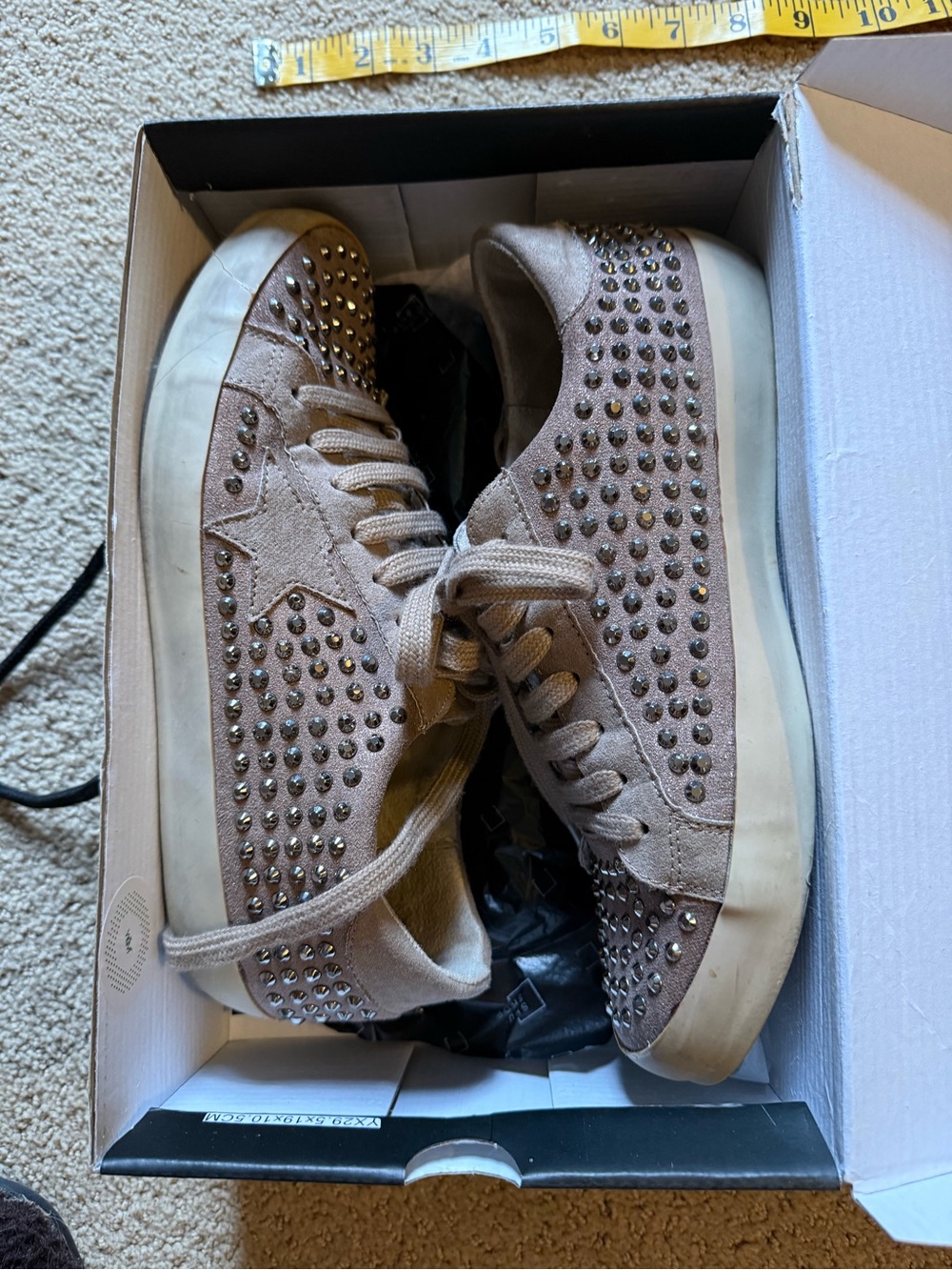 ShuShop Taupe Suede Studded Lace-Up Sneakers